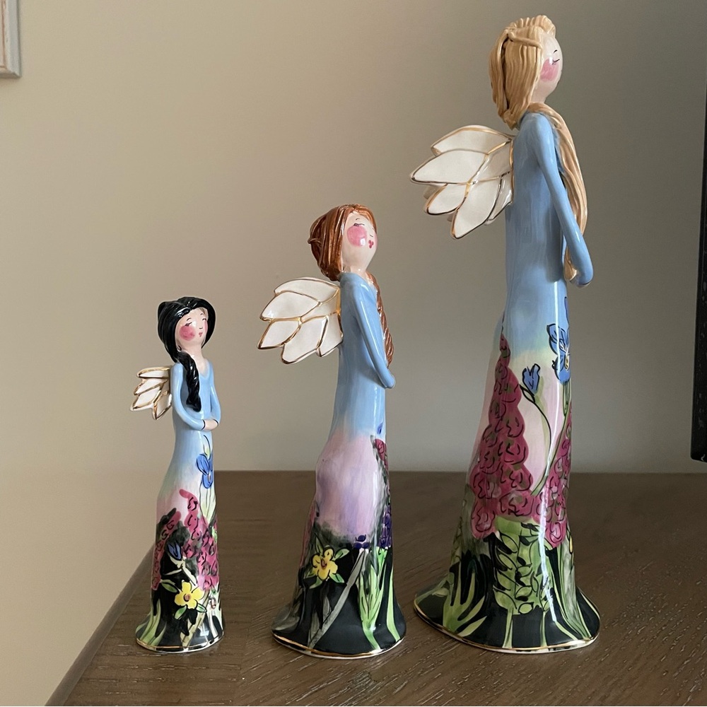 Heather Goldminc Blue Sky Claywork Angel Figurines Set Of Three - Picture 7 of 16